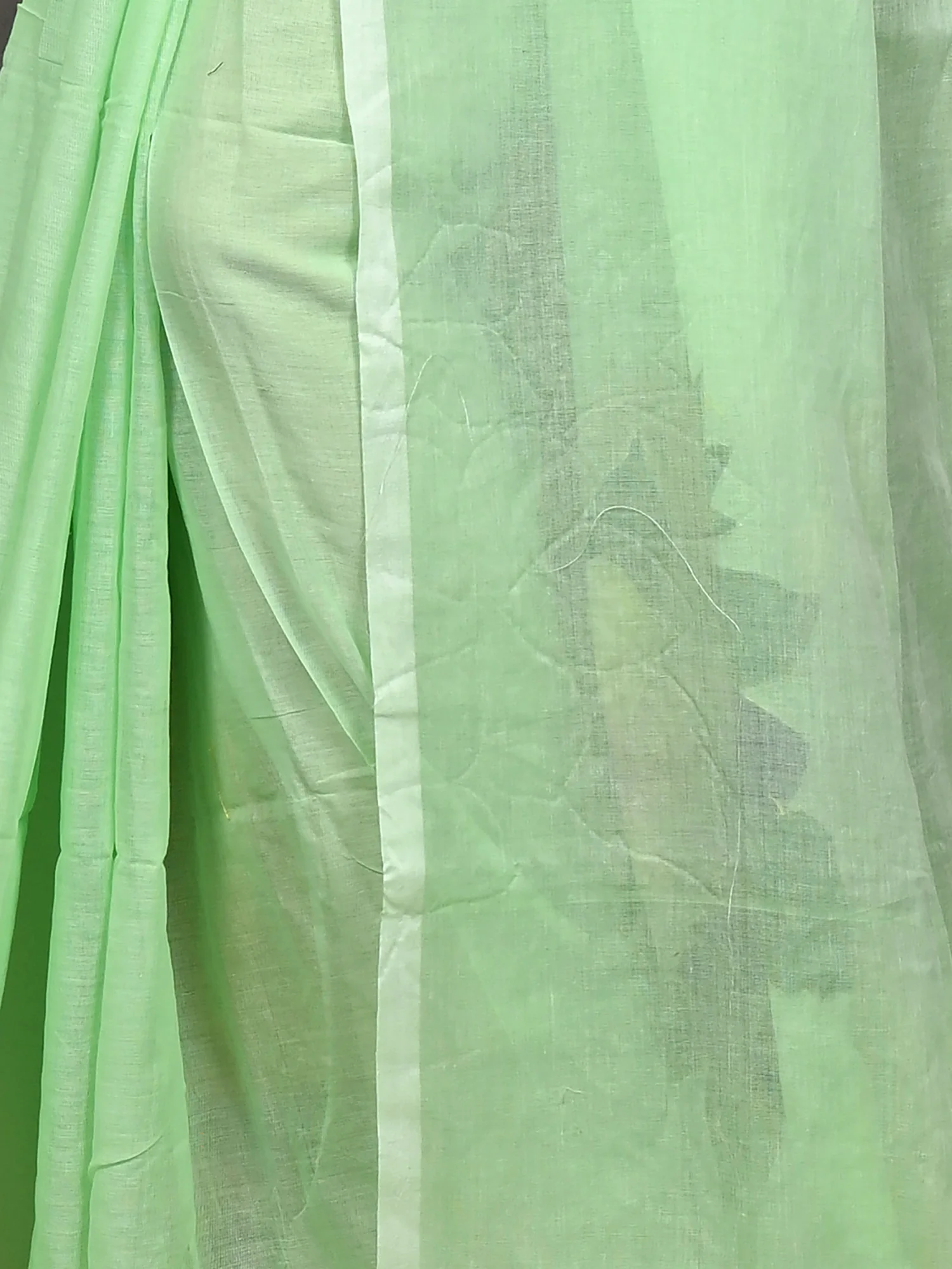 Light Green Pure Cotton Norika Hand Painted Saree (2279)